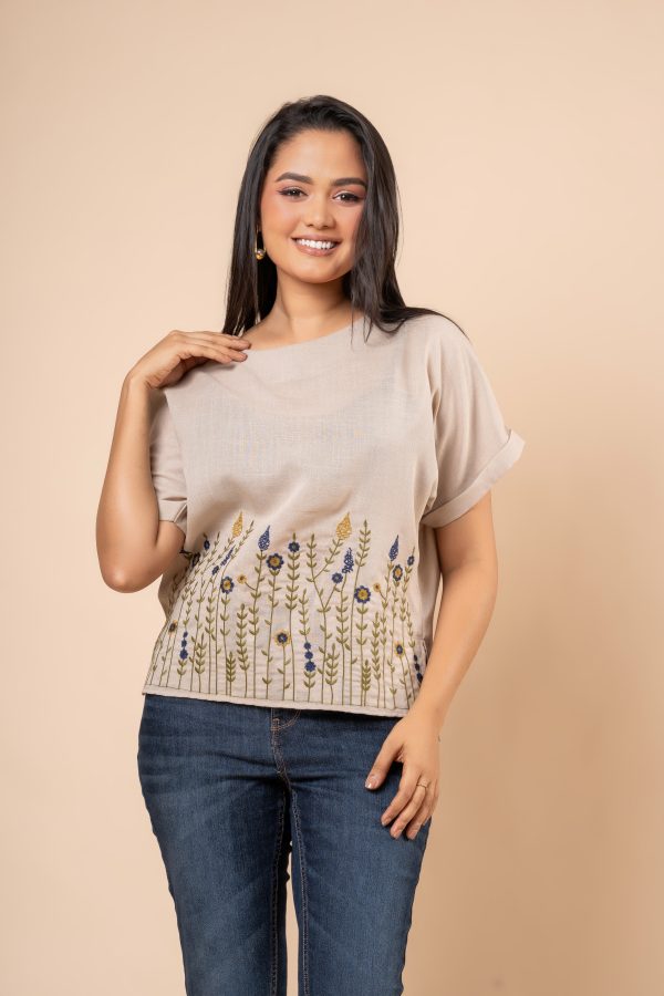 Floral Embroidery Detail Maggie Sleeve Blouse - Image 2