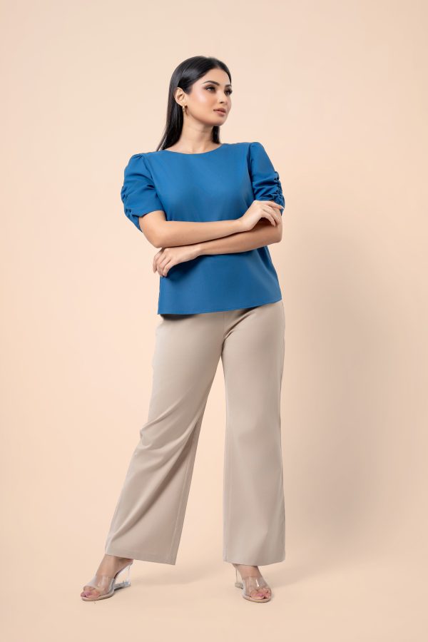 Gathered Sleeve Plain Top - Image 6
