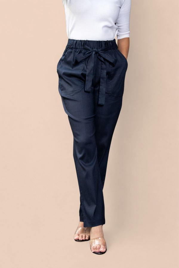 Waistband Tie-Up Pencil Cut Pant