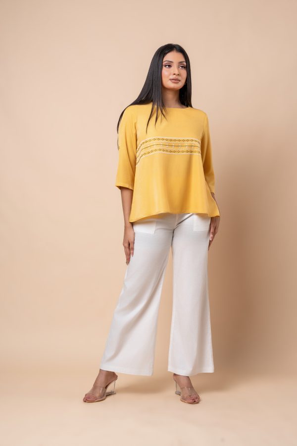 Geometric Embroidery Detail Blouse - Image 4