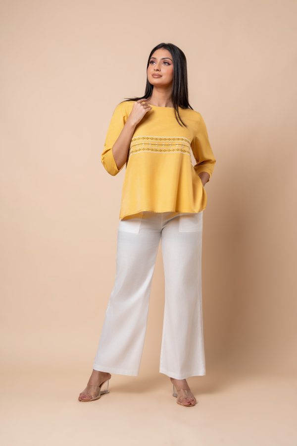 Geometric Embroidery Detail Blouse - Image 3