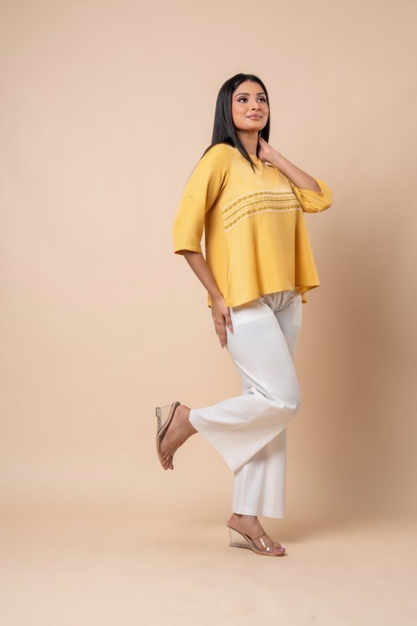Geometric Embroidery Detail Blouse - Image 5