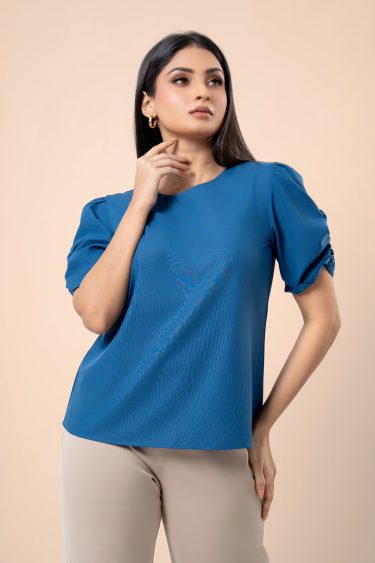 Gathered Sleeve Plain Top