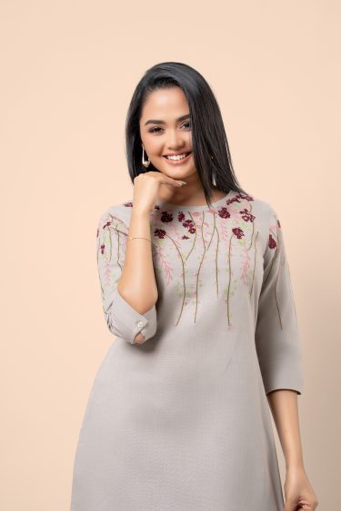Floral Embroidery Detail Short Dress