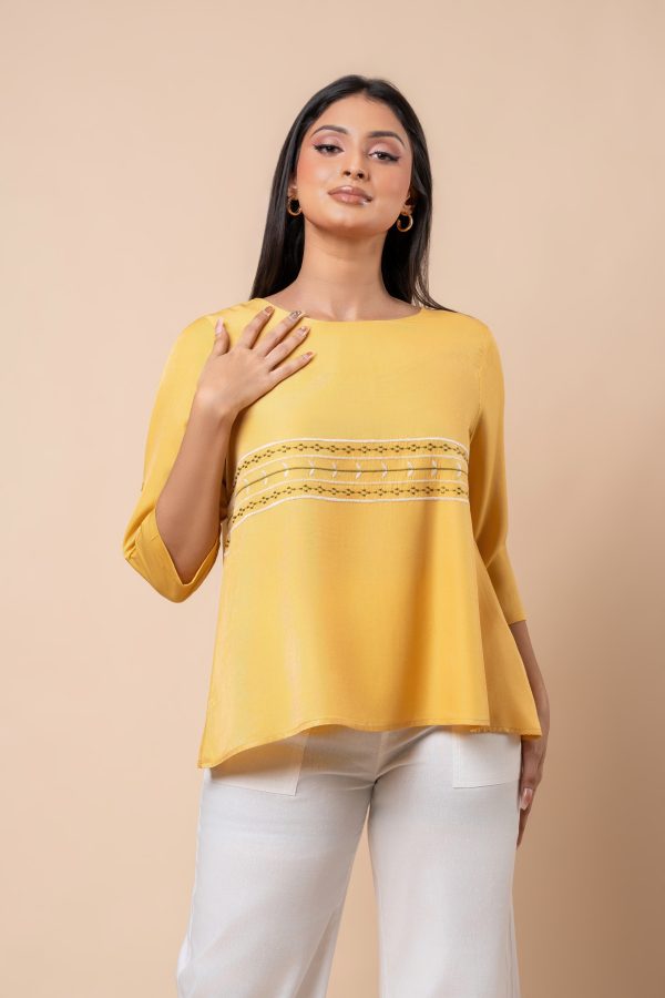 Geometric Embroidery Detail Blouse