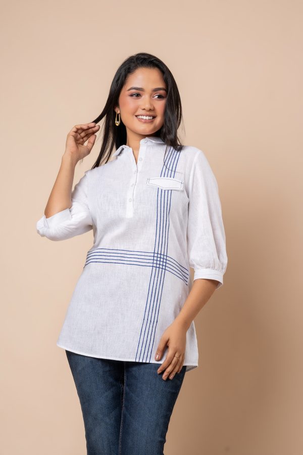Pocket Flap Detail Embroidered Shirt Blouse - Image 2
