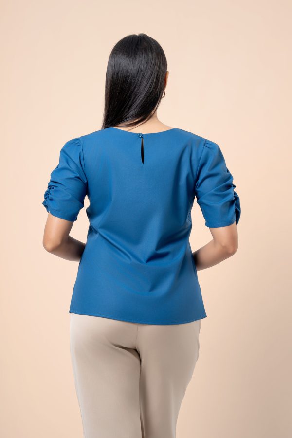 Gathered Sleeve Plain Top - Image 7