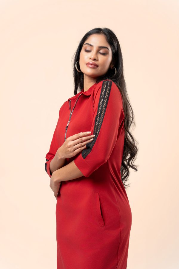 Colourblock Zipper Detail Polo Short Dress - Image 2