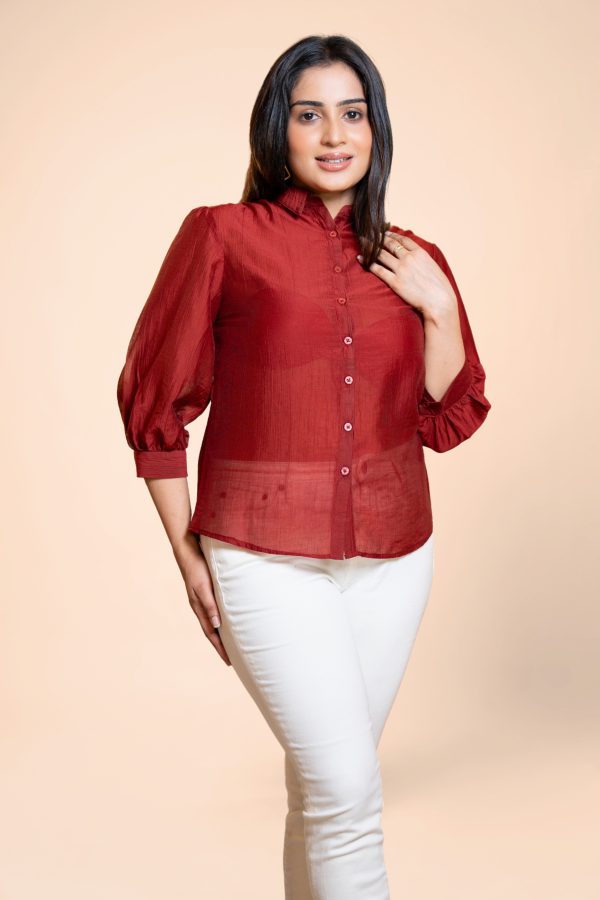 Puff Sleeve Button-Down Shirt Blouse