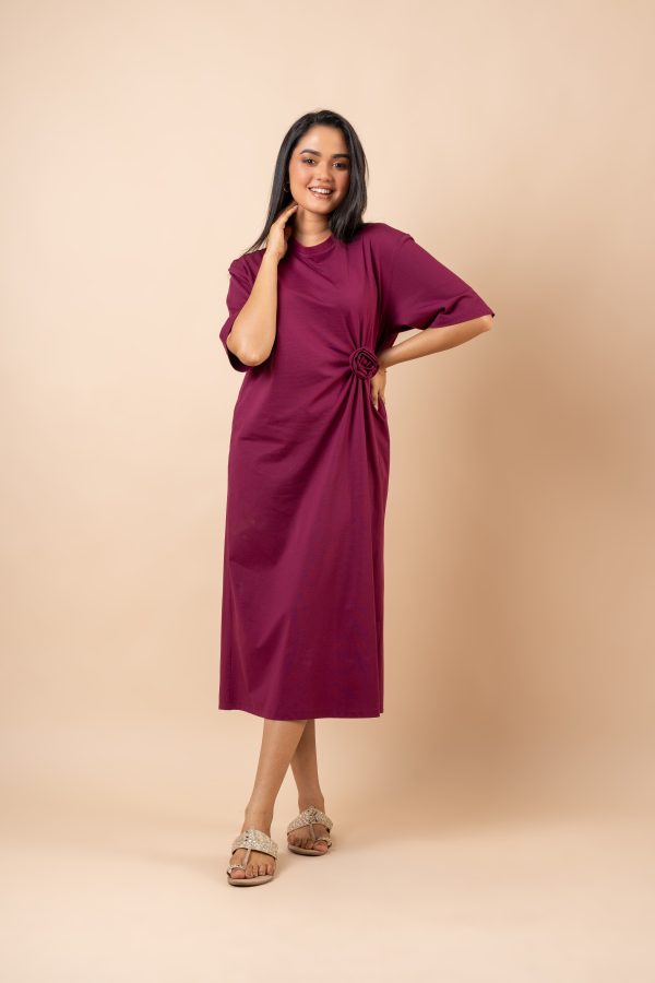 Three-Dimensional Floral T-Shirt Midi Dress - Image 3