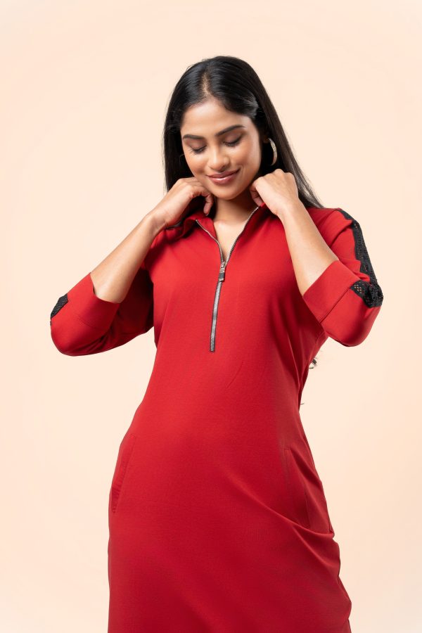 Colourblock Zipper Detail Polo Short Dress