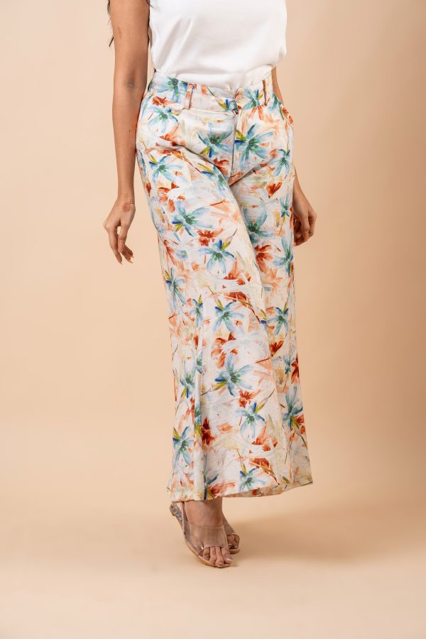 Floral Patterned Casual Wide Leg Pant - Image 3