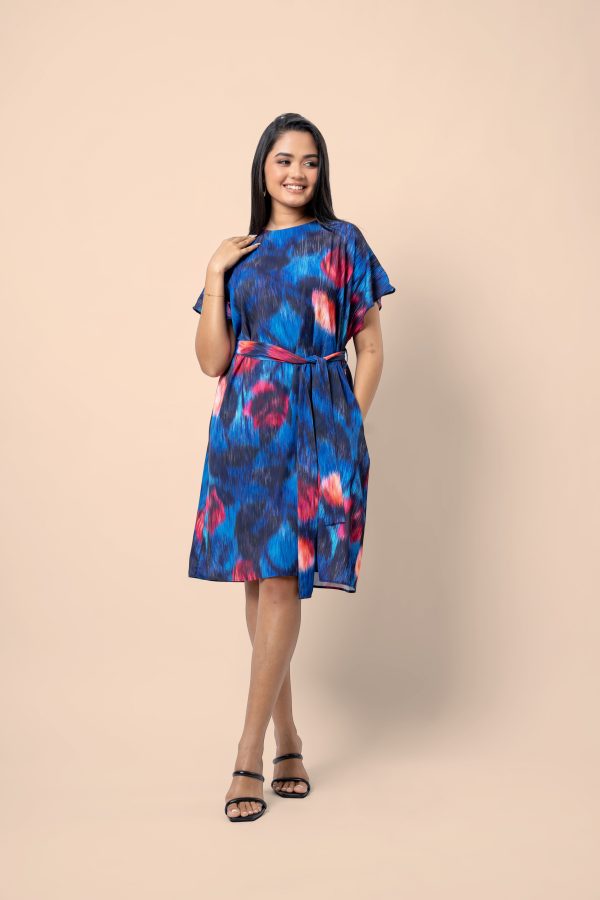 Abstract Patterned Maggie Sleeve Short Dress - Image 3