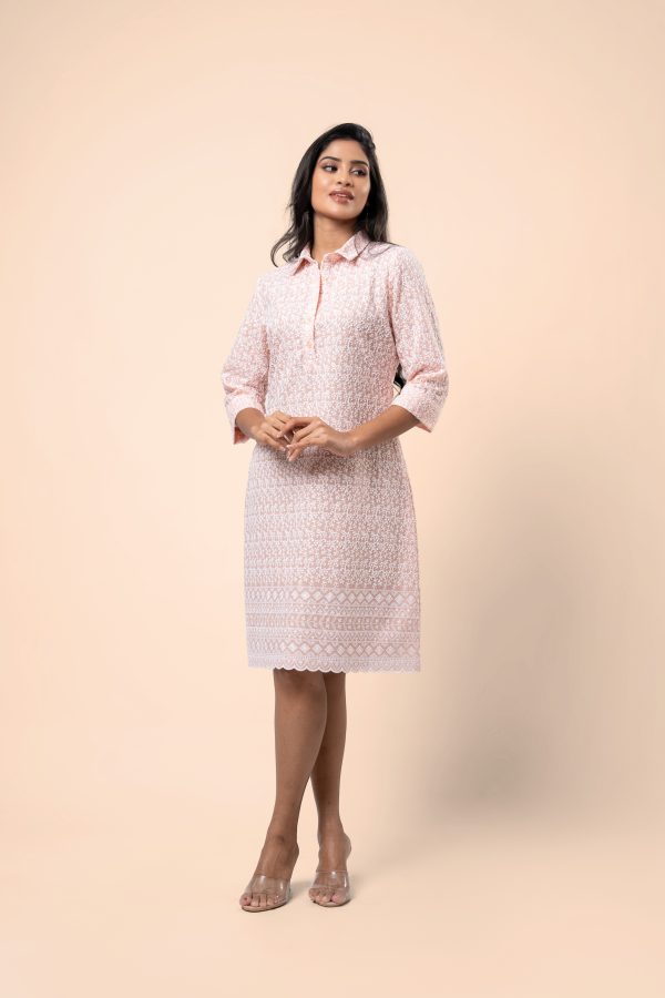 Scallop Hem Short Shirt Dress - Image 2