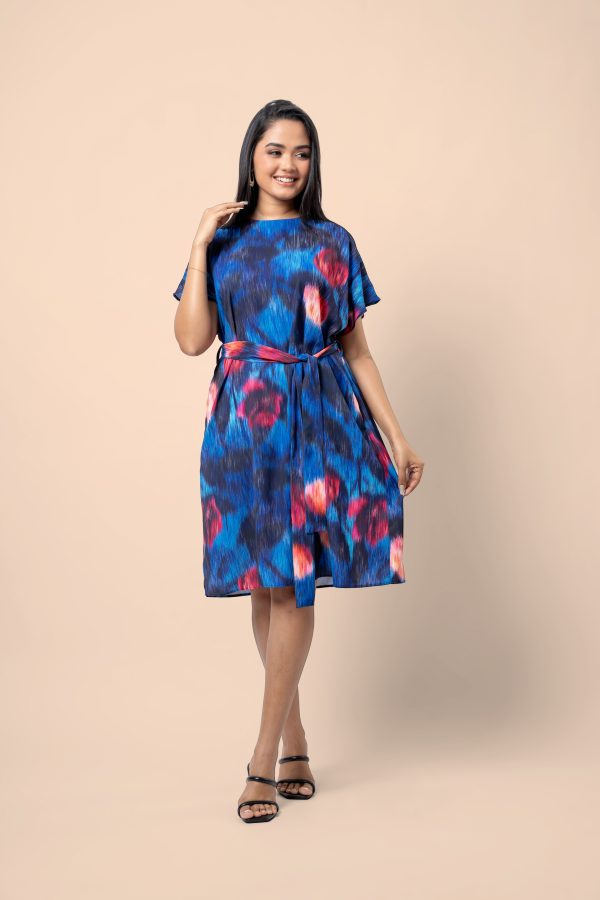 Abstract Patterned Maggie Sleeve Short Dress - Image 4