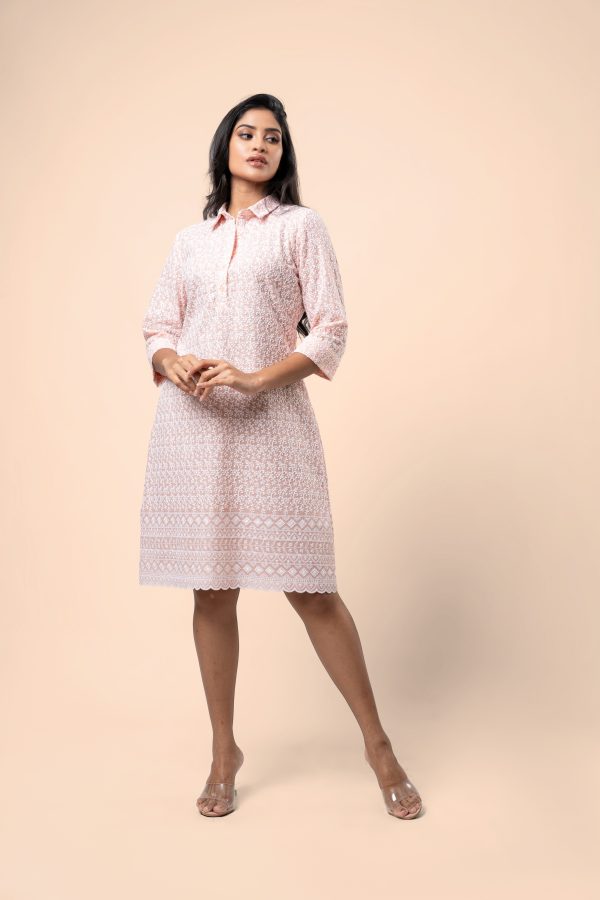Scallop Hem Short Shirt Dress - Image 3