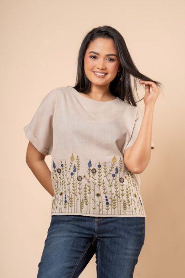 Floral Embroidery Detail Maggie Sleeve Blouse