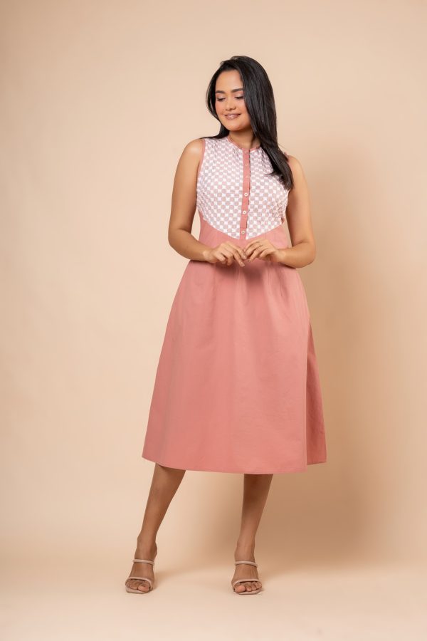 Sleeveless Cutlawn Yoke Sleeveless Short Dress - Image 4