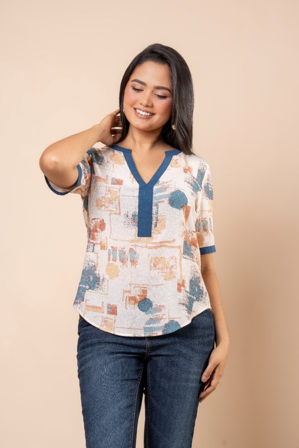 Contrast Detailed Short Sleeve Top - Image 2