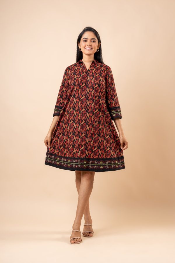 Contrast Embroidery Detail Collared Short Dress - Image 5