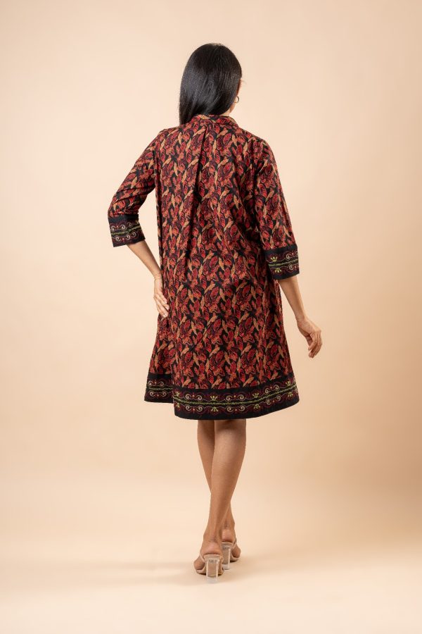 Contrast Embroidery Detail Collared Short Dress - Image 6