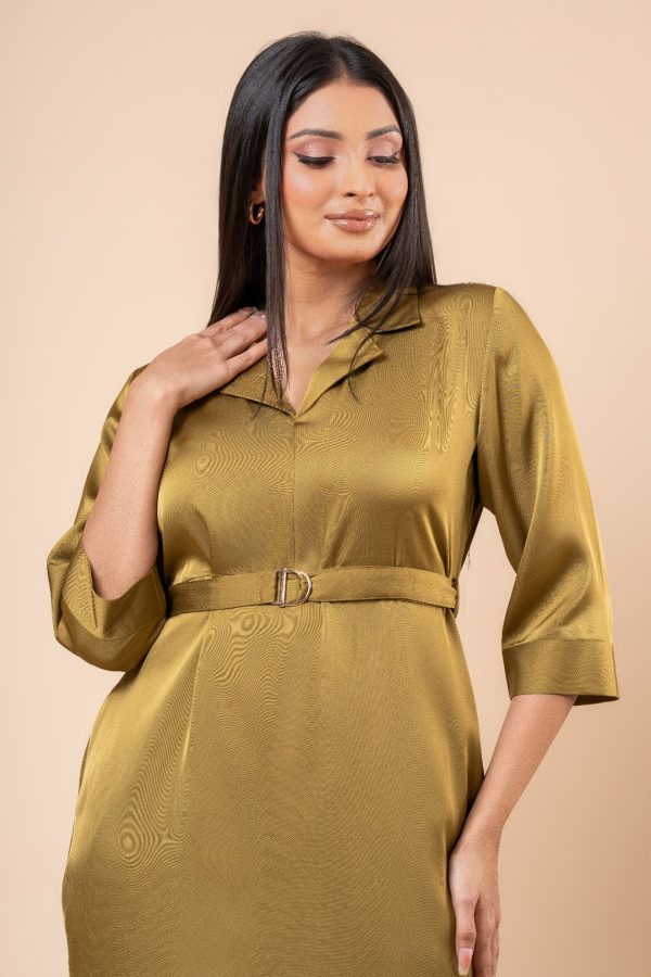 Lapel Collared Belt Detail Short Dress - Image 2