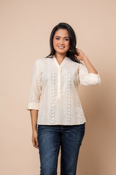 Half Button-Down Shirt Blouse