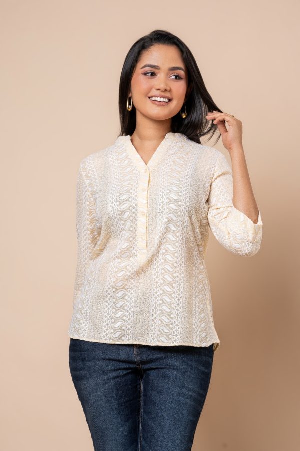 Half Button-Down Shirt Blouse - Image 2