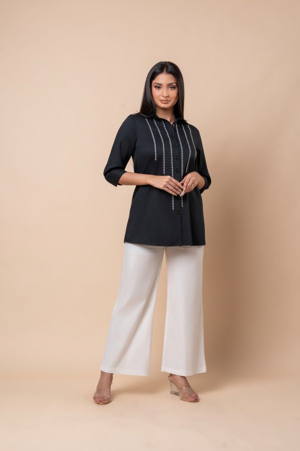 Embroidered Button-Down Shirt Blouse - Image 4