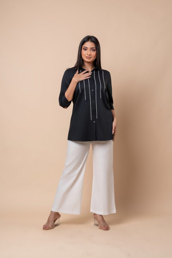 Embroidered Button-Down Shirt Blouse - Image 6