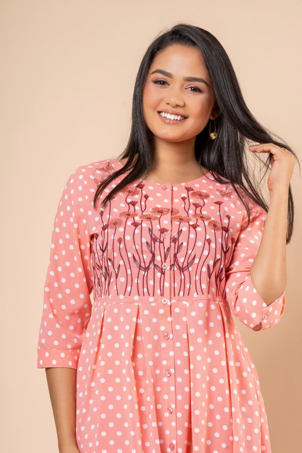 Polka Dot Embroidery Midi Dress - Image 6