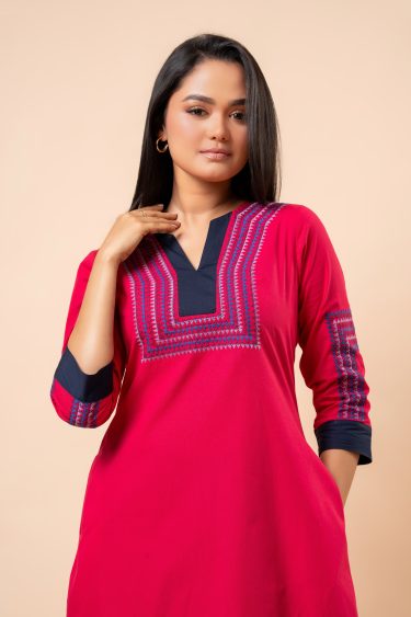 Embroidered Two-Tone Short Dress