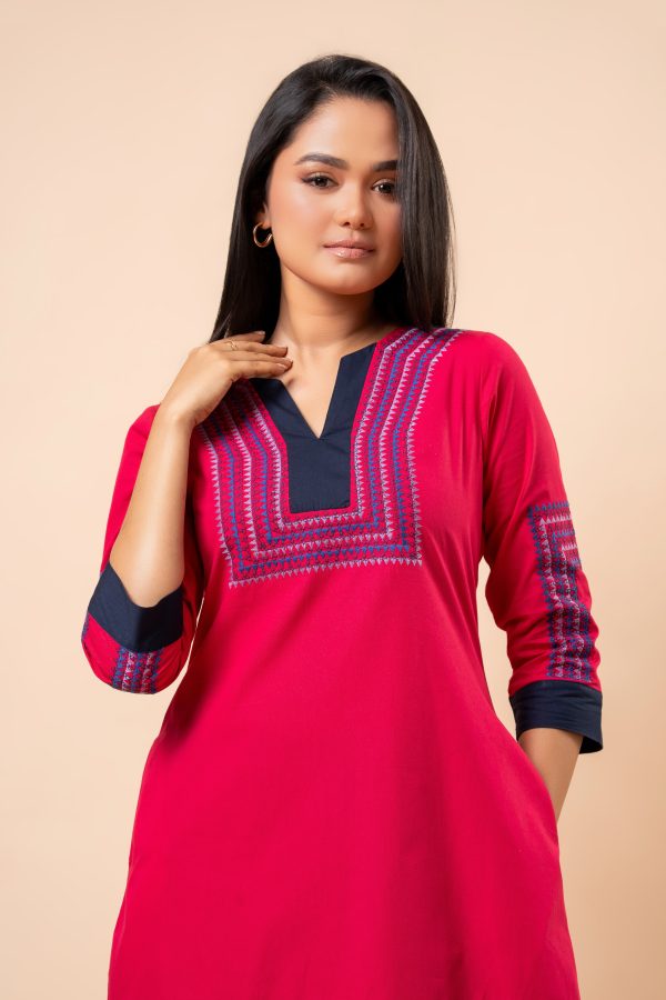 Embroidered Two-Tone Short Dress