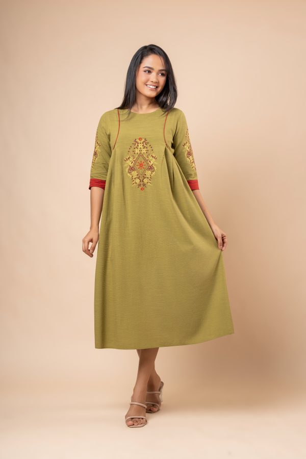 Colourblock Embroidered Maxi Dress - Image 3