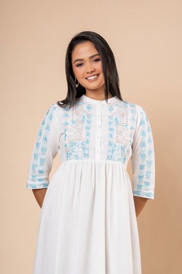 Embroidery Detailed Midi Dress