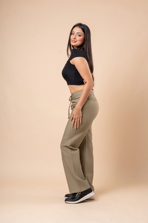 Front Tie-Up Detailed Linen Pant - Image 4