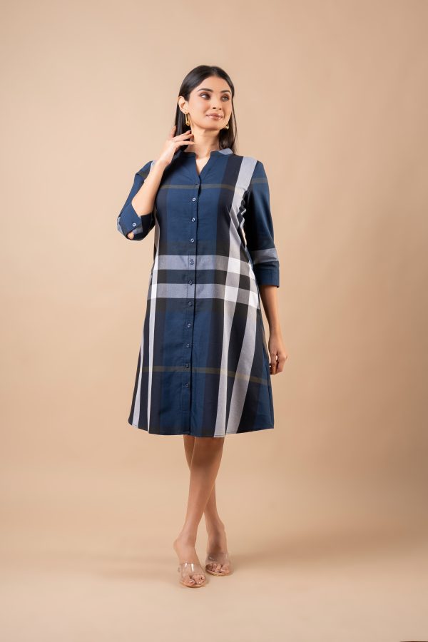 Plaid Patterned Short Shirt Dress - Image 3