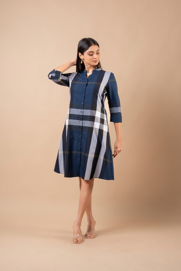 Plaid Patterned Short Shirt Dress - Image 4