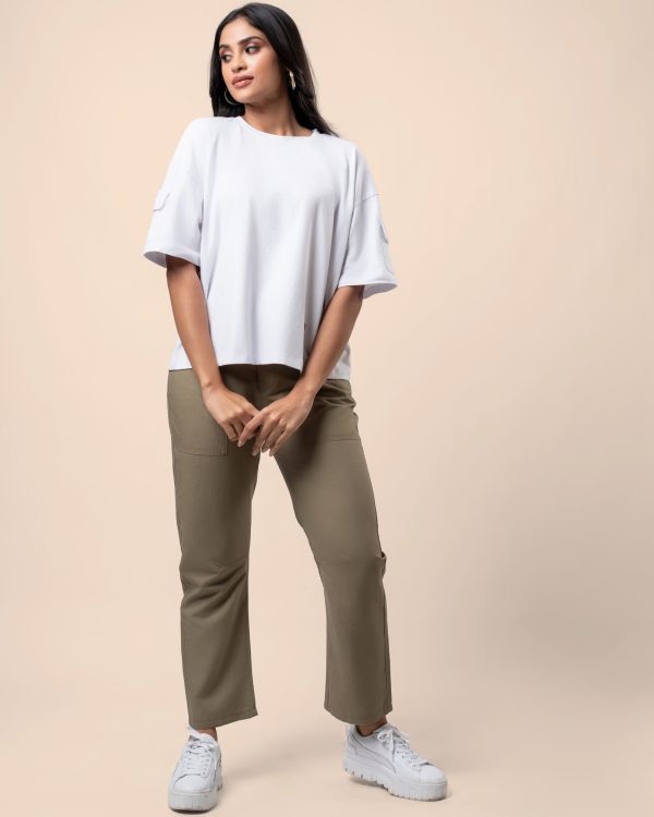 Sleeve Patch Pocket Detail Oversized T-Shirt - Image 4