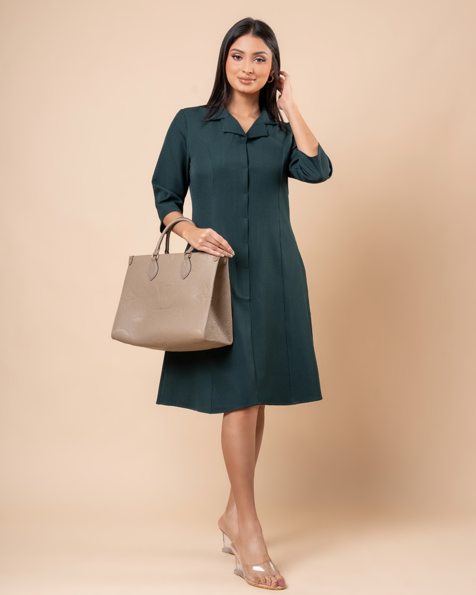 Lapel Collared Short Shirt Dress - Image 4