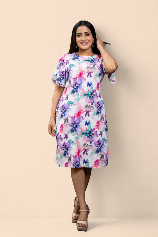 Watercolour Floral Patterned Short Dress