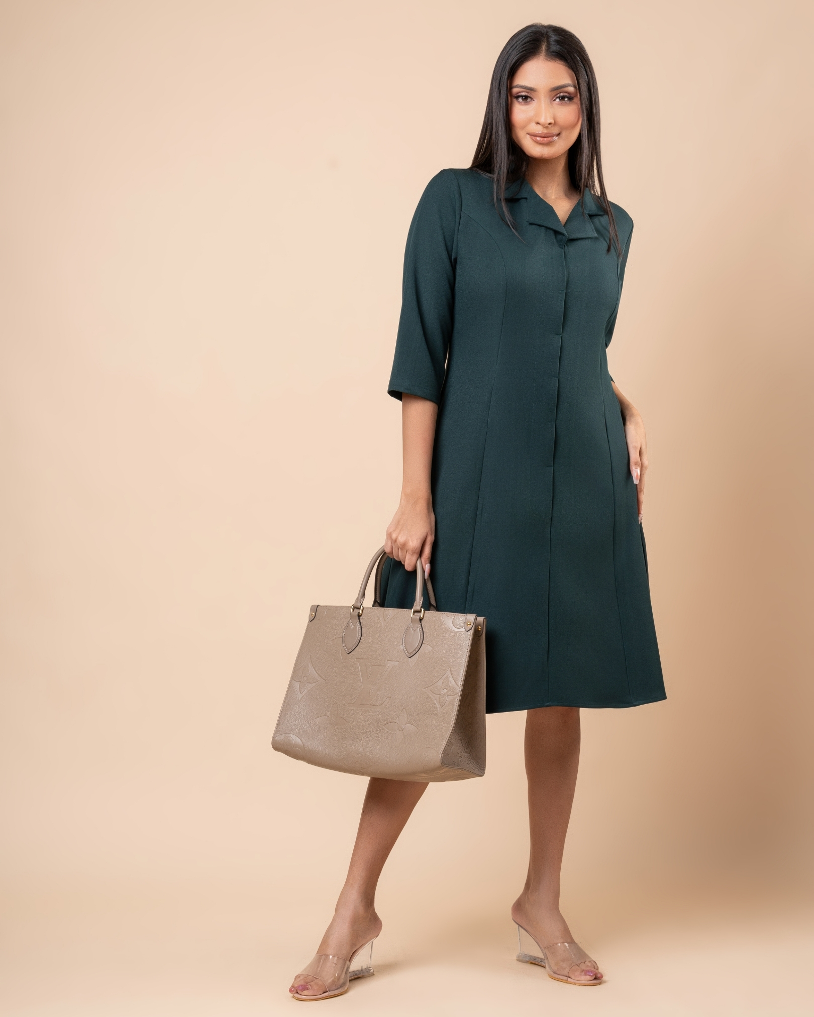 Lapel Collared Short Shirt Dress - Image 3