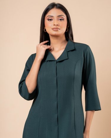Lapel Collared Short Shirt Dress