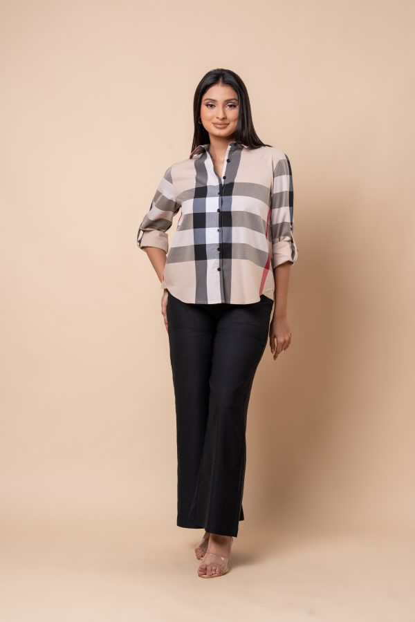 Gingham Button Down Shirt Blouse - Image 4
