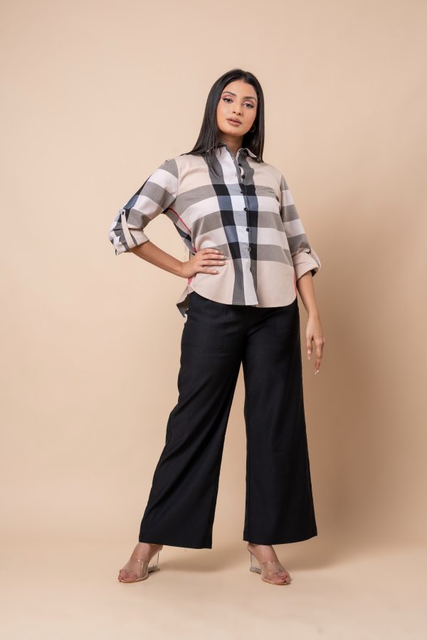Gingham Button Down Shirt Blouse - Image 3