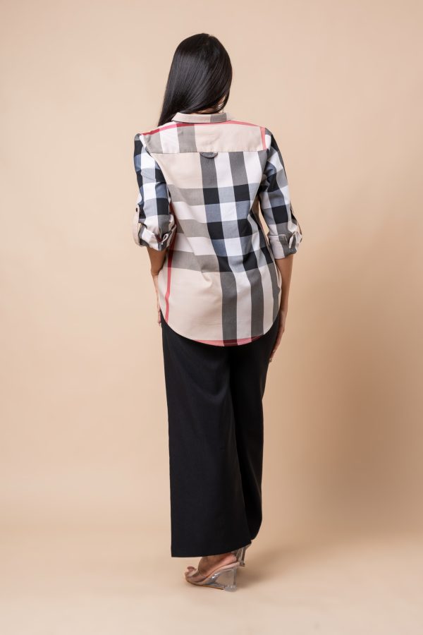 Gingham Button Down Shirt Blouse - Image 5