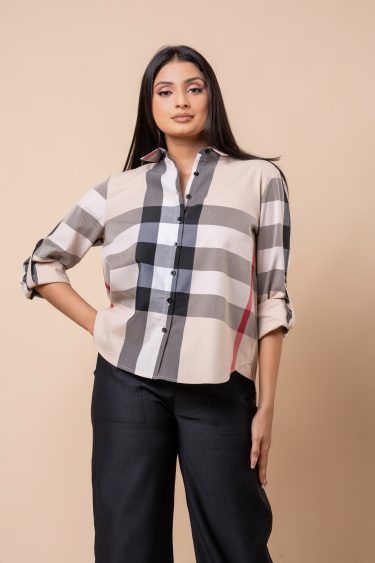 Gingham Button Down Shirt Blouse