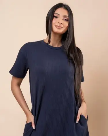 Drop Shoulder Detail Midi T-Shirt Dress