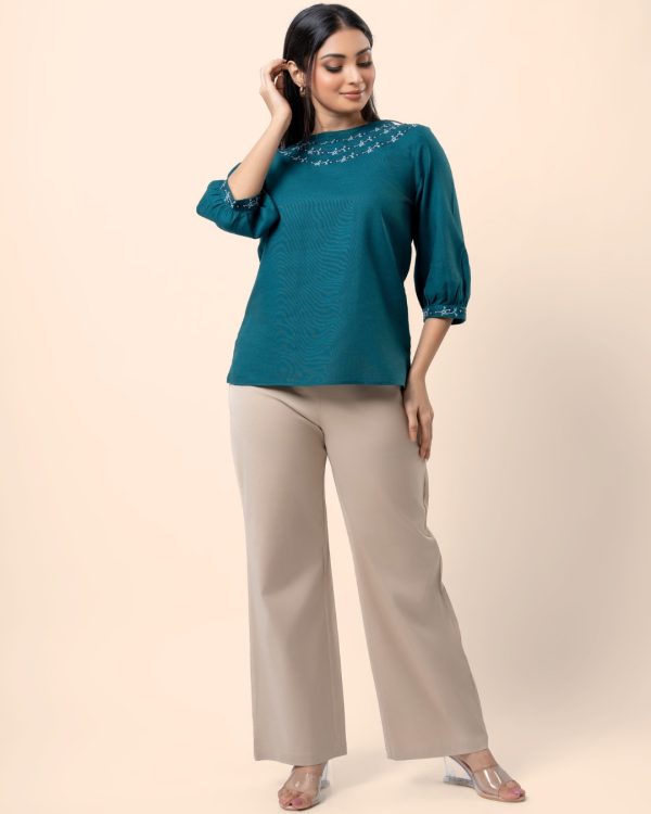 Embroidery Detail Puff Sleeve Blouse - Image 4