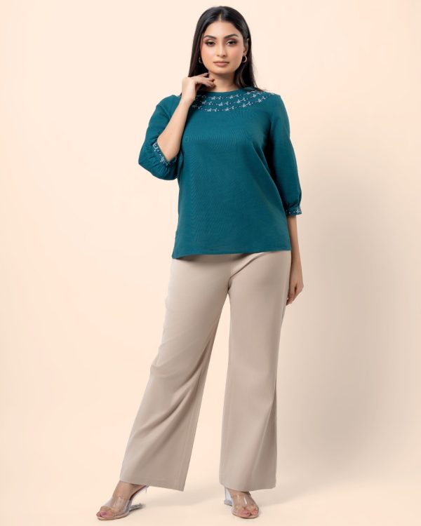 Embroidery Detail Puff Sleeve Blouse - Image 5